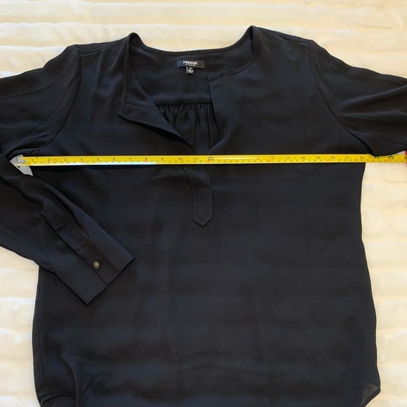 Black Deep V Popover Blouse Long Sleeves - Picture 4 of 8